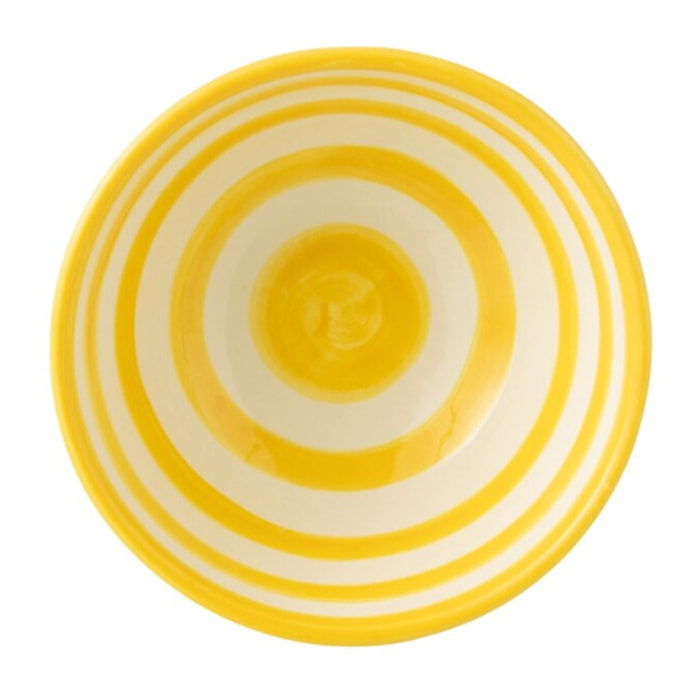 J-Line bol Granada Stripes High - céramique - blanc/jaune - small - Ø 14 cm