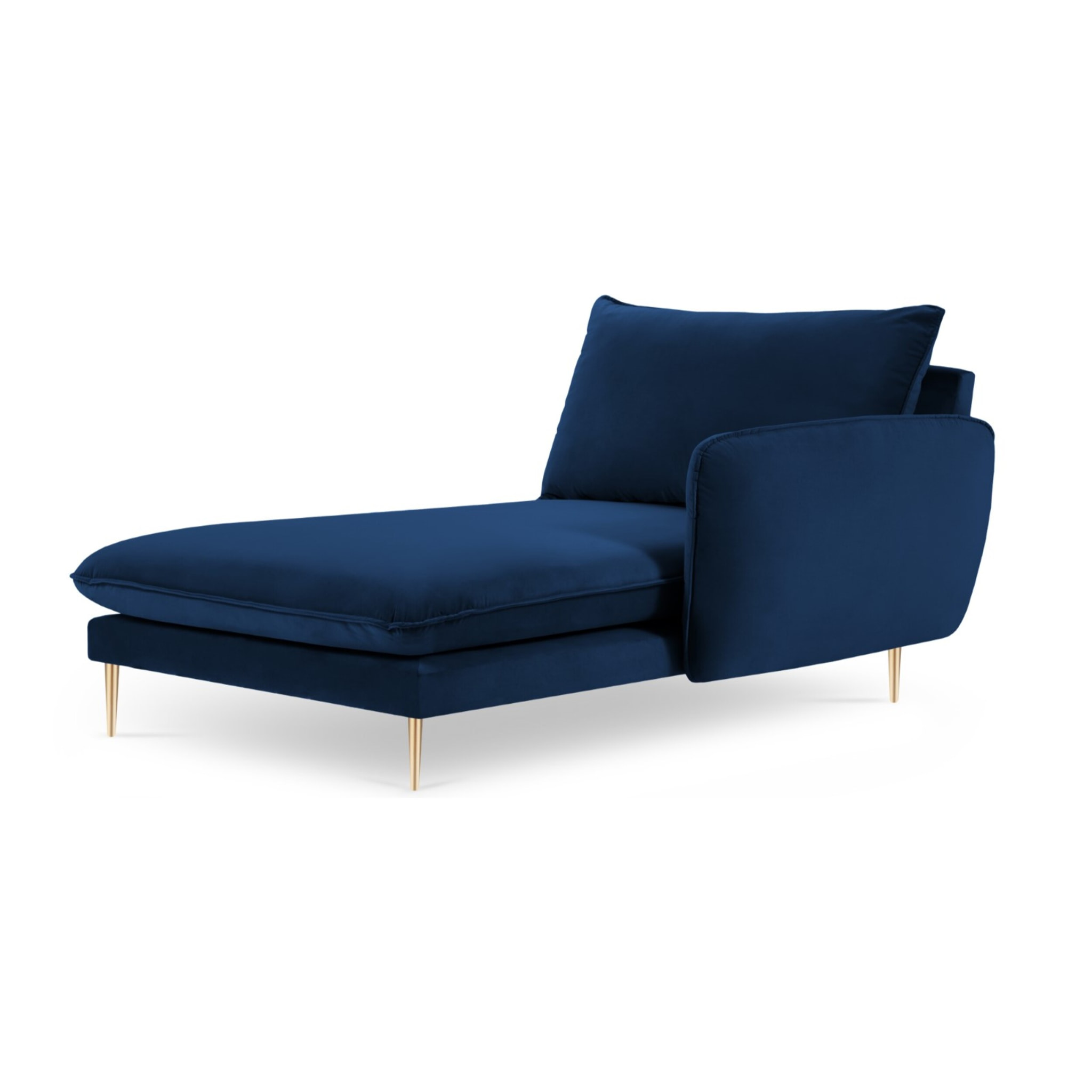 Méridienne droite "Vienna" en velours bleu roi