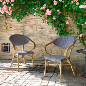 Lot de 2 fauteuils de table extérieur en textilène bleu AMALFI