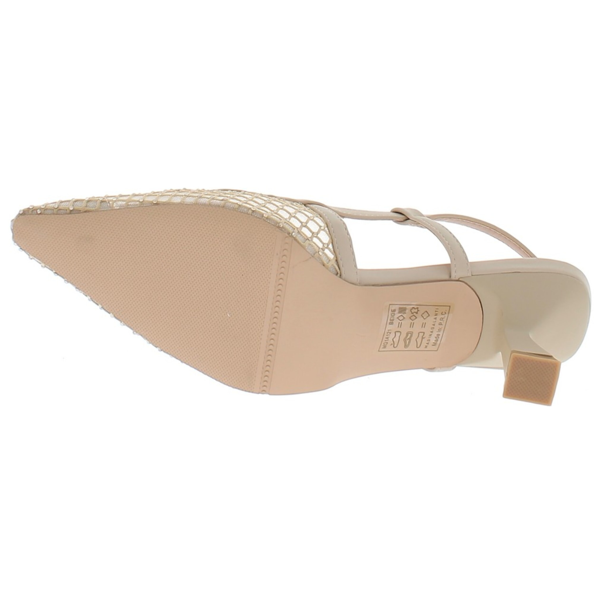 Marina Galanti Scarpe Donna Strass Decollete Slingback Heeled 60 MG 1A121 Beige