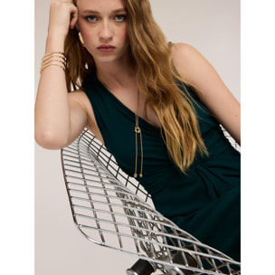 Motivi - Vestido tubo de georgette con drapeado - Verde