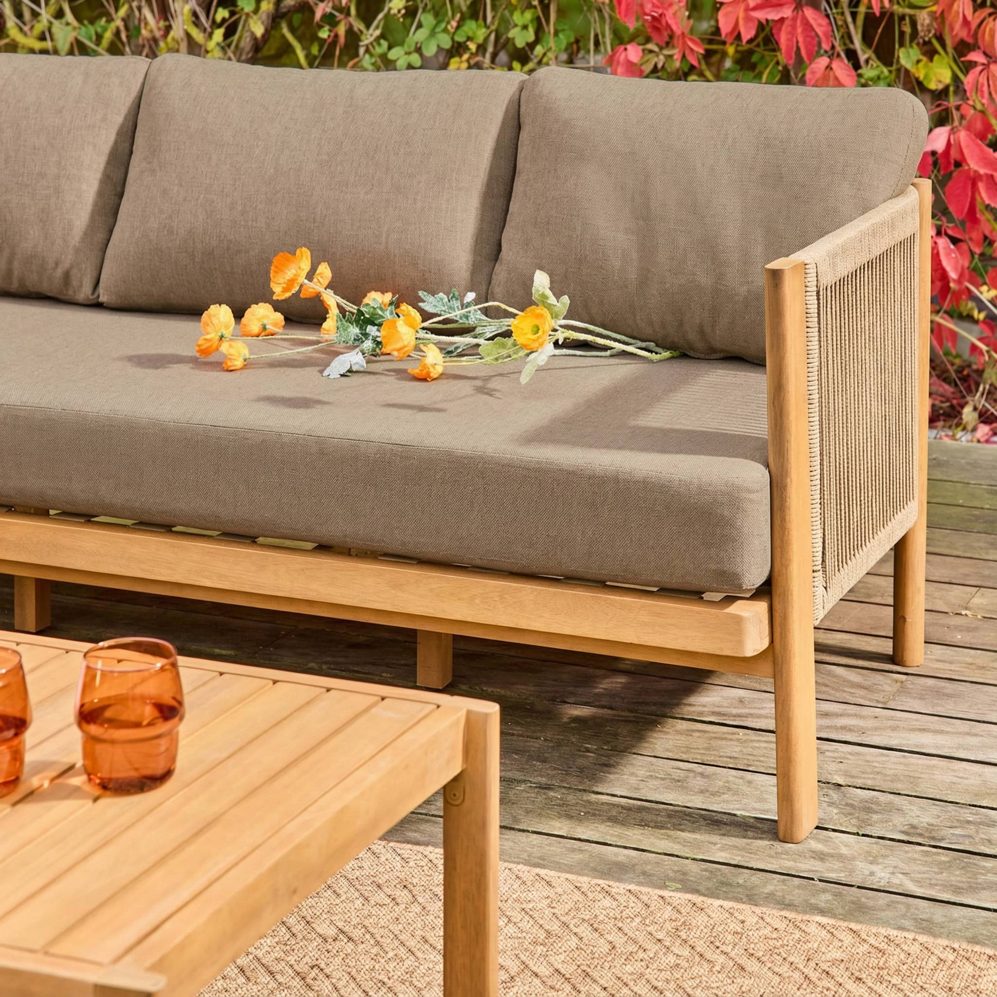 Salon de jardin acacia et cordes 5 places ELOMI