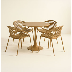 Ensemble de jardin table et 4 fauteuils en polypropylène ocre CALYPSO