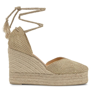 Alpargata de cuña Cora en con de lazada, plantilla acolchada y escote en V