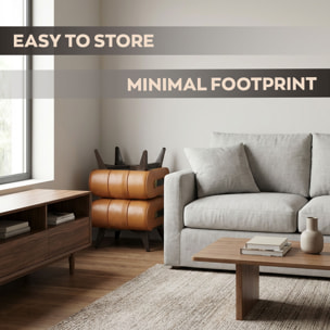 Kumo - Sgabello Pouf Ottomano Moderno 35,5x25x30 cm Poggiapiedi in Similpelle Cuoio