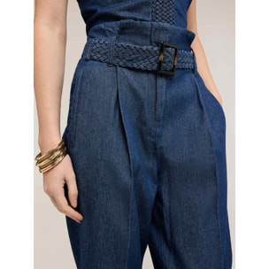 Motivi - Jeans carrot con cintura intrecciata - Blu