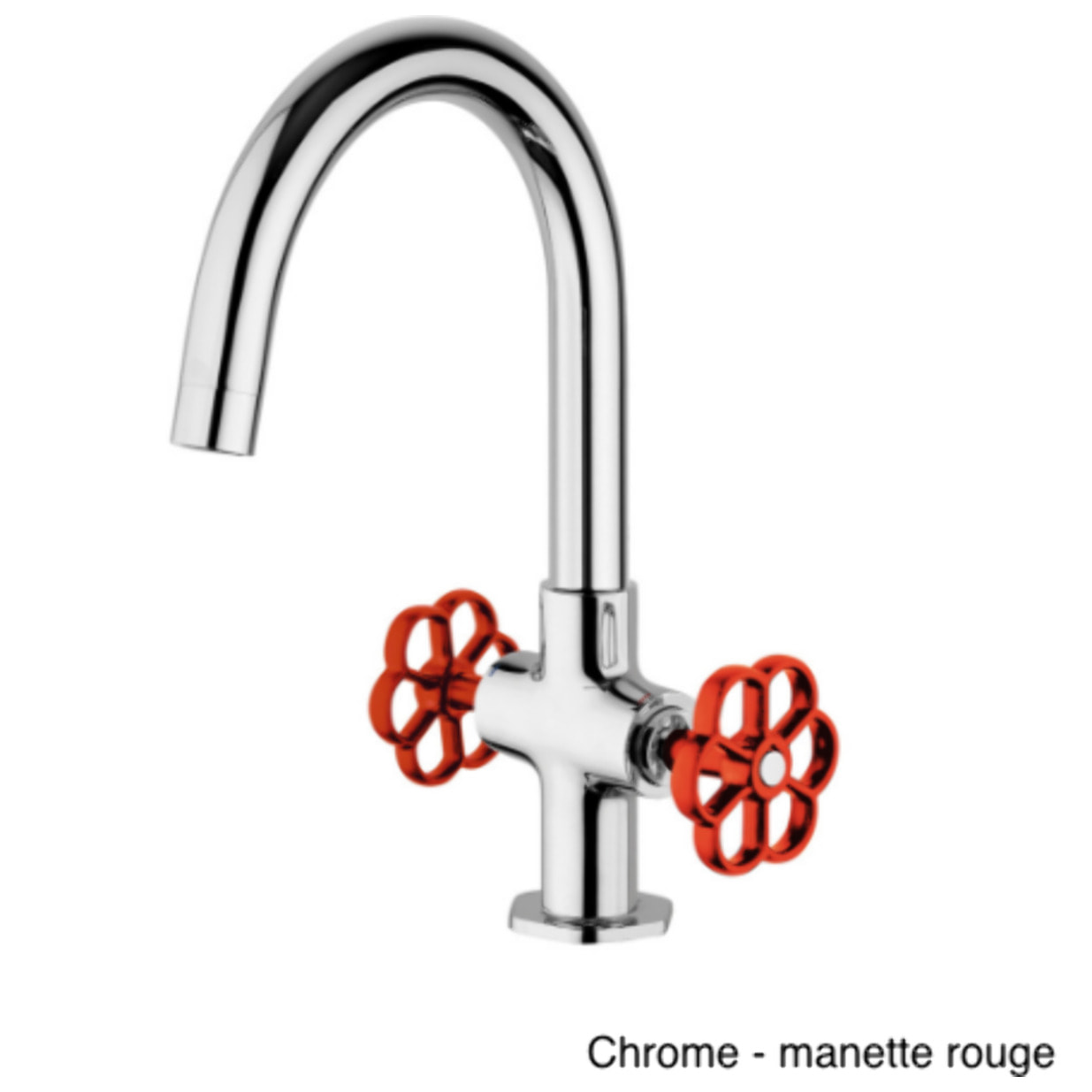 PAINI Mélangeur lavabo Induss Chrome - manette rouge