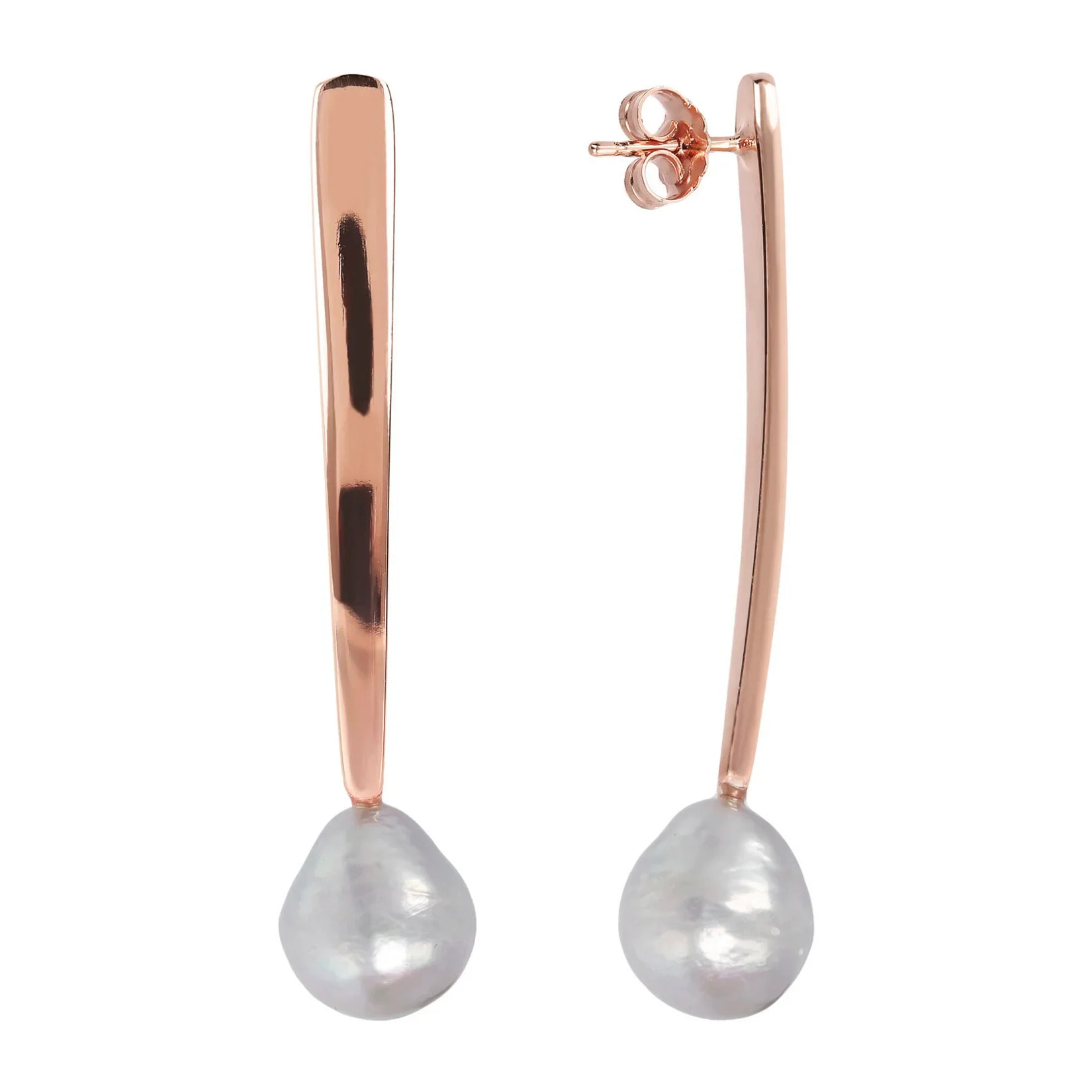 Orecchini Pendenti con Perle Grigie d'Acqua Dolce Ø 10 mm