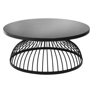 Table basse "Kushi" - métal & verre D90 cm