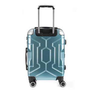 DAM Valigia da cabina Trolley espandibile in materiale leggero ABS+PC ad alta resistenza con angoli rinforzati. Chiusura numerica TSA, 4 ruote doppie rimovibili e rotabili a 360°. 37x24x56 Cm. Colore: Blu