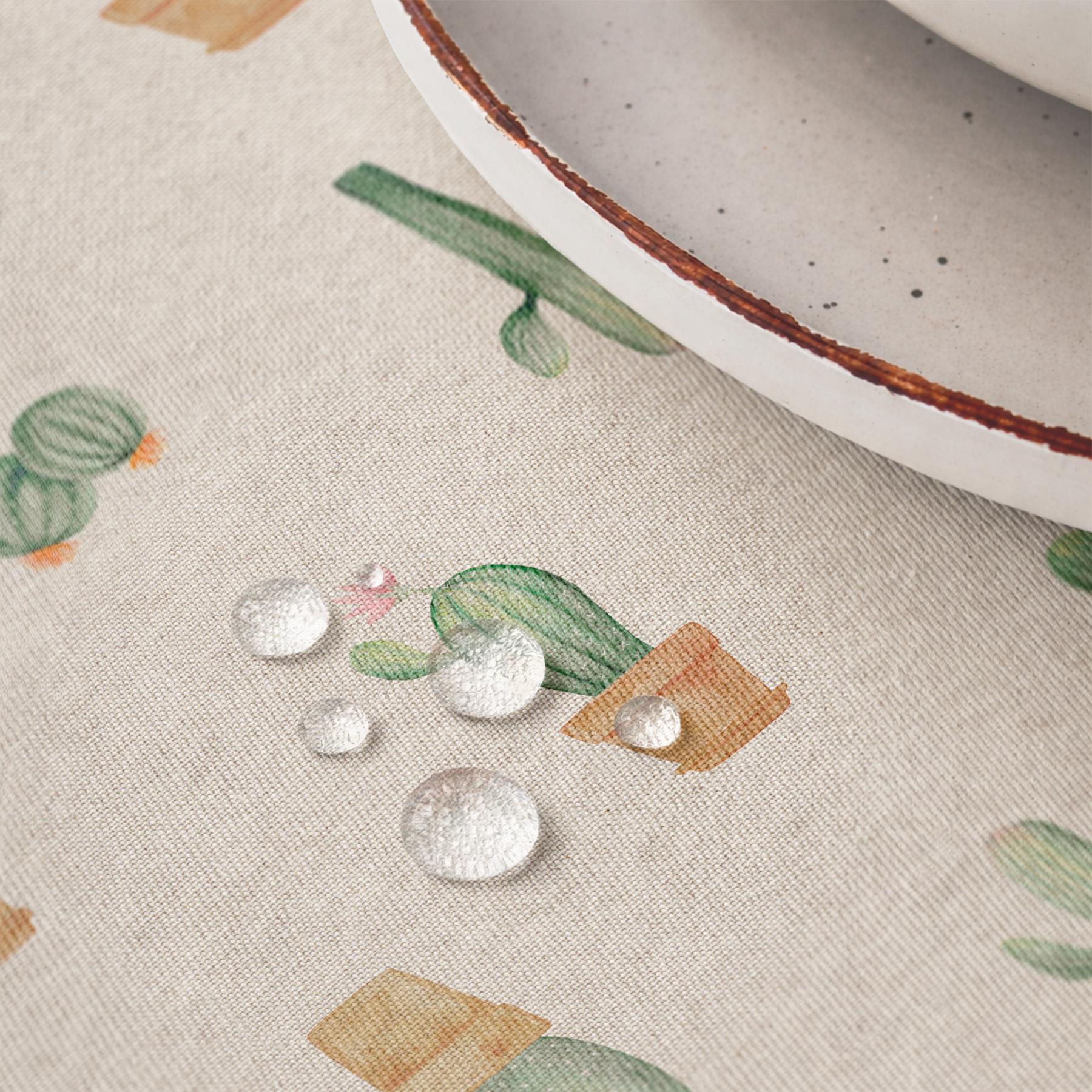 Nappe anti-taches CACTUS VERT - en 100 % coton