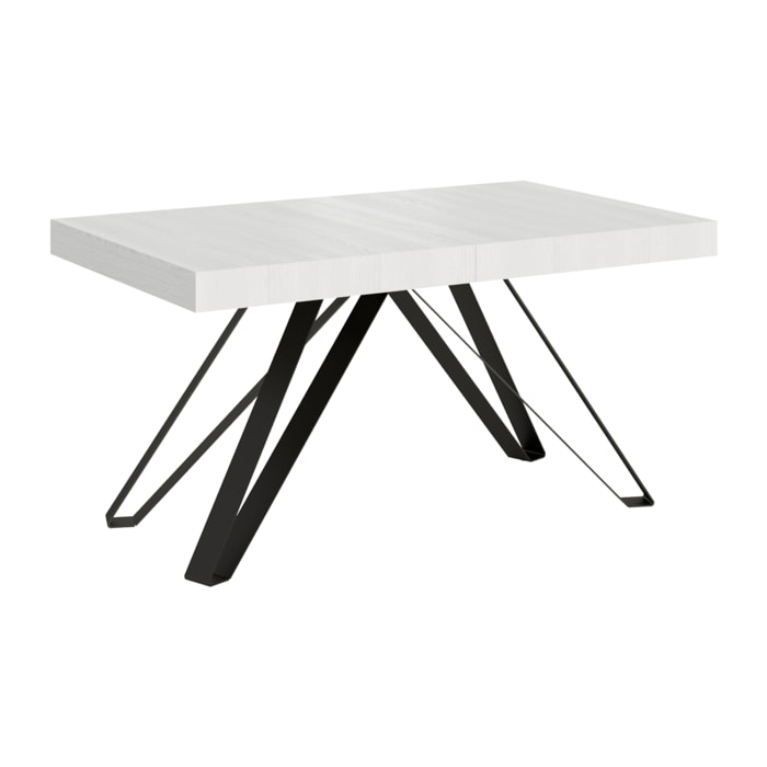 Mesa extensible 90x160/264 cm Terium fresno blanco patas antracita