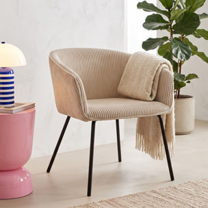 Lot de 2 fauteuils de table en velours côtelé - SWANN