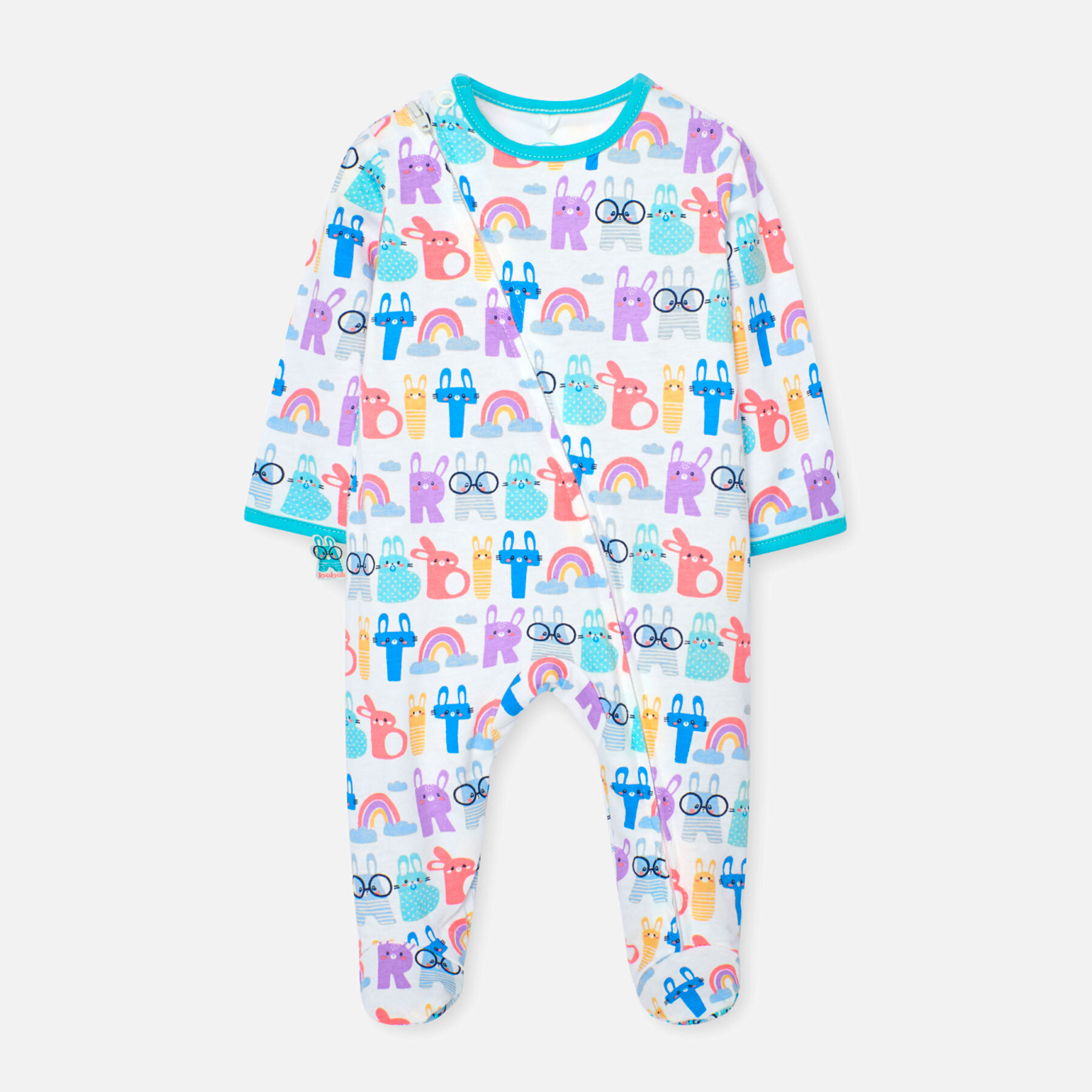 Pijama recién nacido estampado, crudo, mangas largas