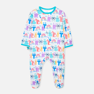 Pijama recién nacido estampado, crudo, mangas largas
