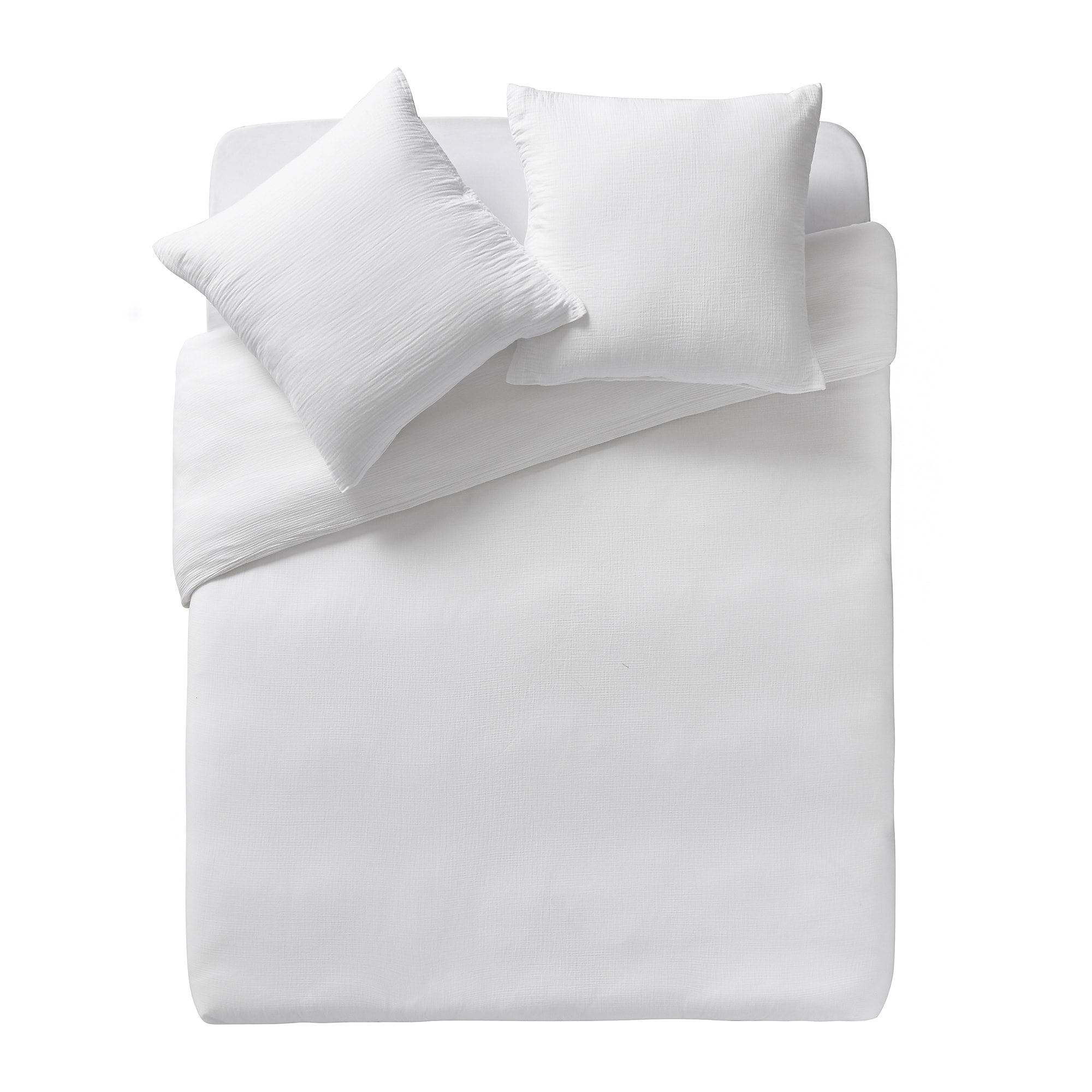 Housse de couette unie en gaze de coton, TENDRESSE, Blanc