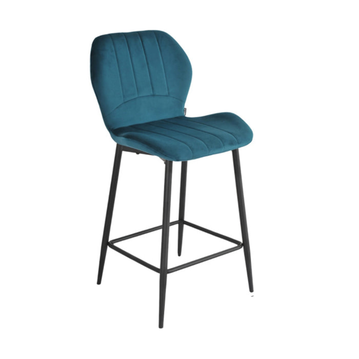 Chaise de bar en velours avec pieds en métal noir - FAUSTINE 2