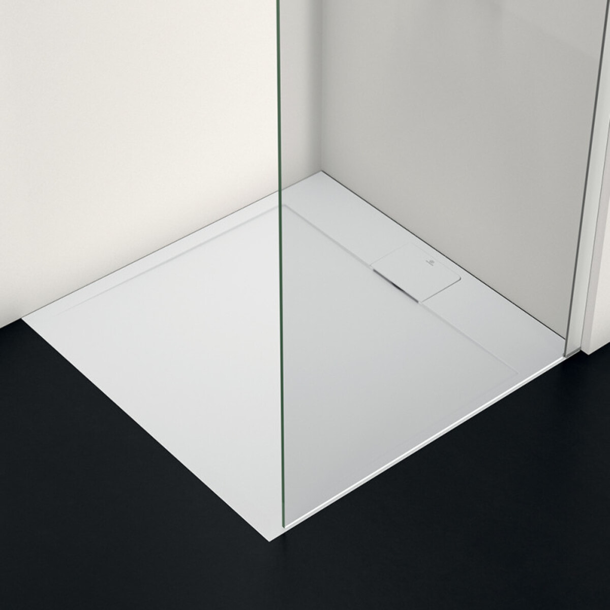 Receveur de douche antidérapant Ultra Flat S I.Life recoupable avec bonde longueur 90 x 90