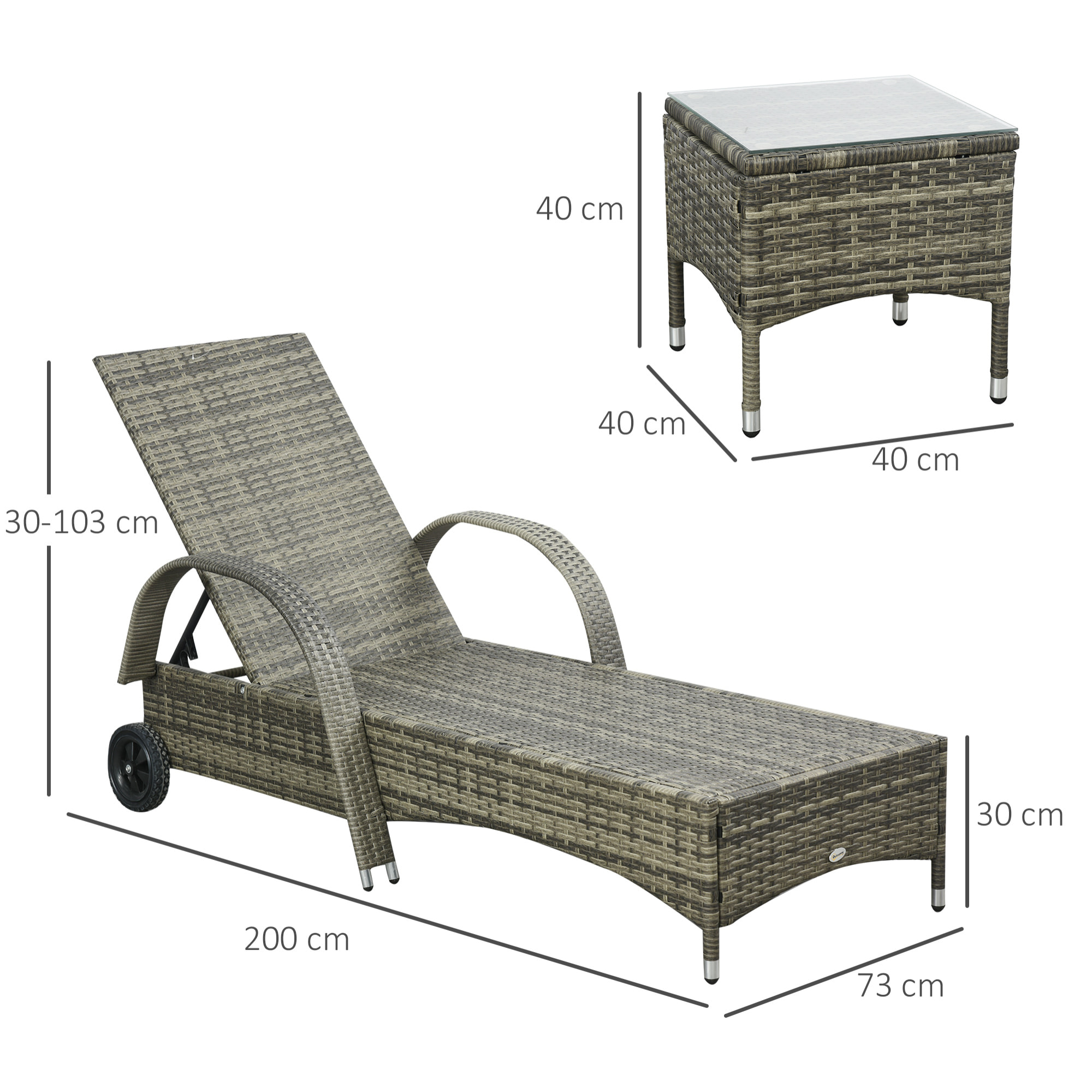 Lot de 2 transats – Grand confort – Table incluse