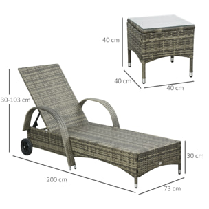 Lot de 2 transats – Grand confort – Table incluse