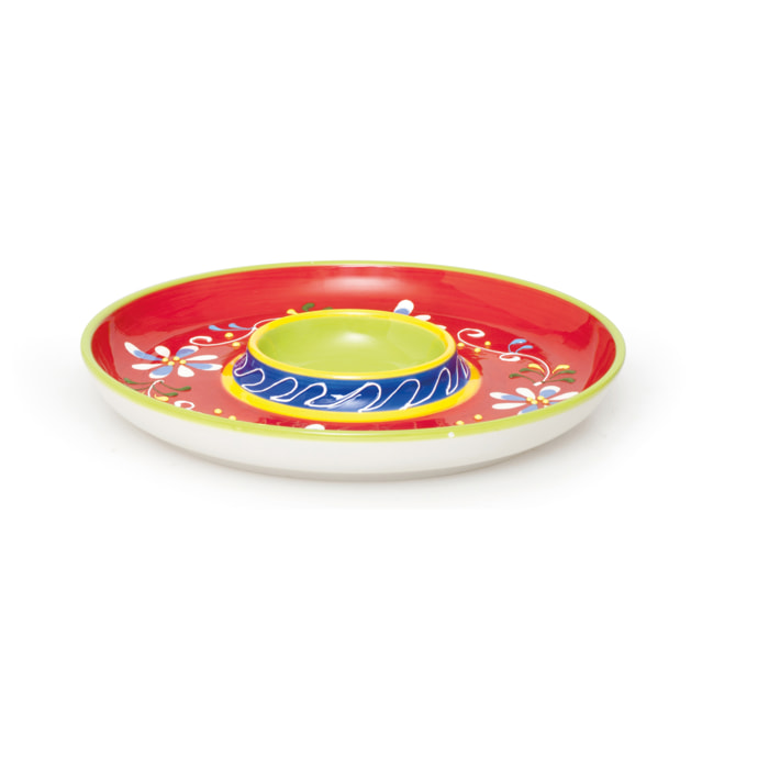 Assiette Chip & Dip en céramique Excelsa – Tex Mex, Multicolore