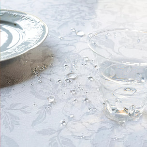 Nappe pur coton enduit motif jacquard blanc Mille charmes blanc