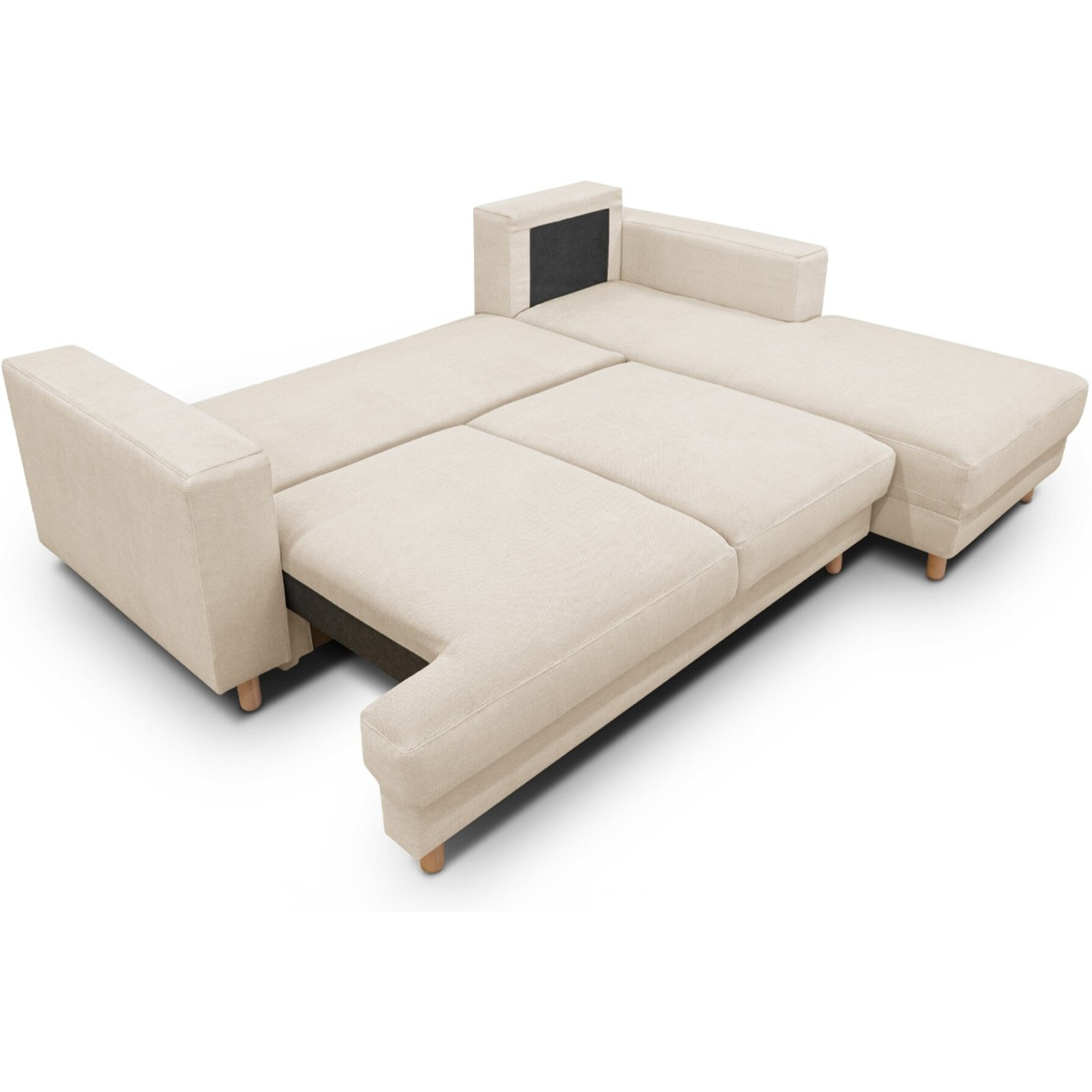 Canapé d'angle à droite convertible 4 places en tissu chenille - MARCEAU