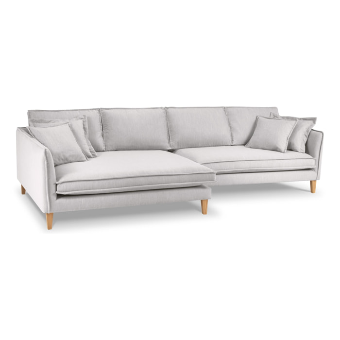 Canapé d'angle gauche ''Provence'' 4 places en tissu structurel gris clair
