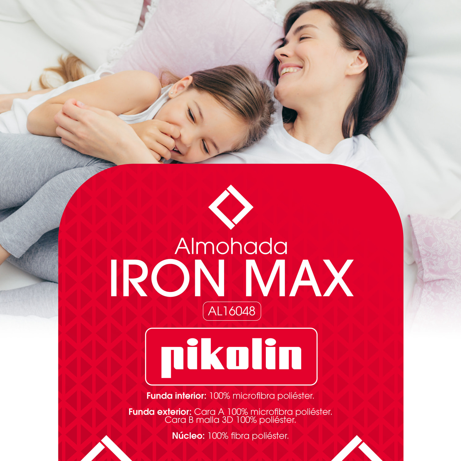 Almohada de Fibra | Firmeza Alta | Hipoalergénica | Funda lavable | Iron Max