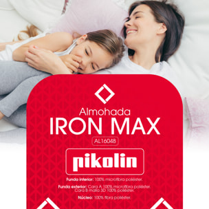 Almohada de Fibra | Firmeza Alta | Hipoalergénica | Funda lavable | Iron Max