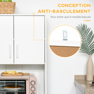 Armoire de cuisine multi-rangement 2 + 1 porte 3 tiroirs + grand plateau blanc