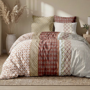 Parure housse de couette 240x220 cm imprimée orientale + 2 taies 100% Coton - RIADI