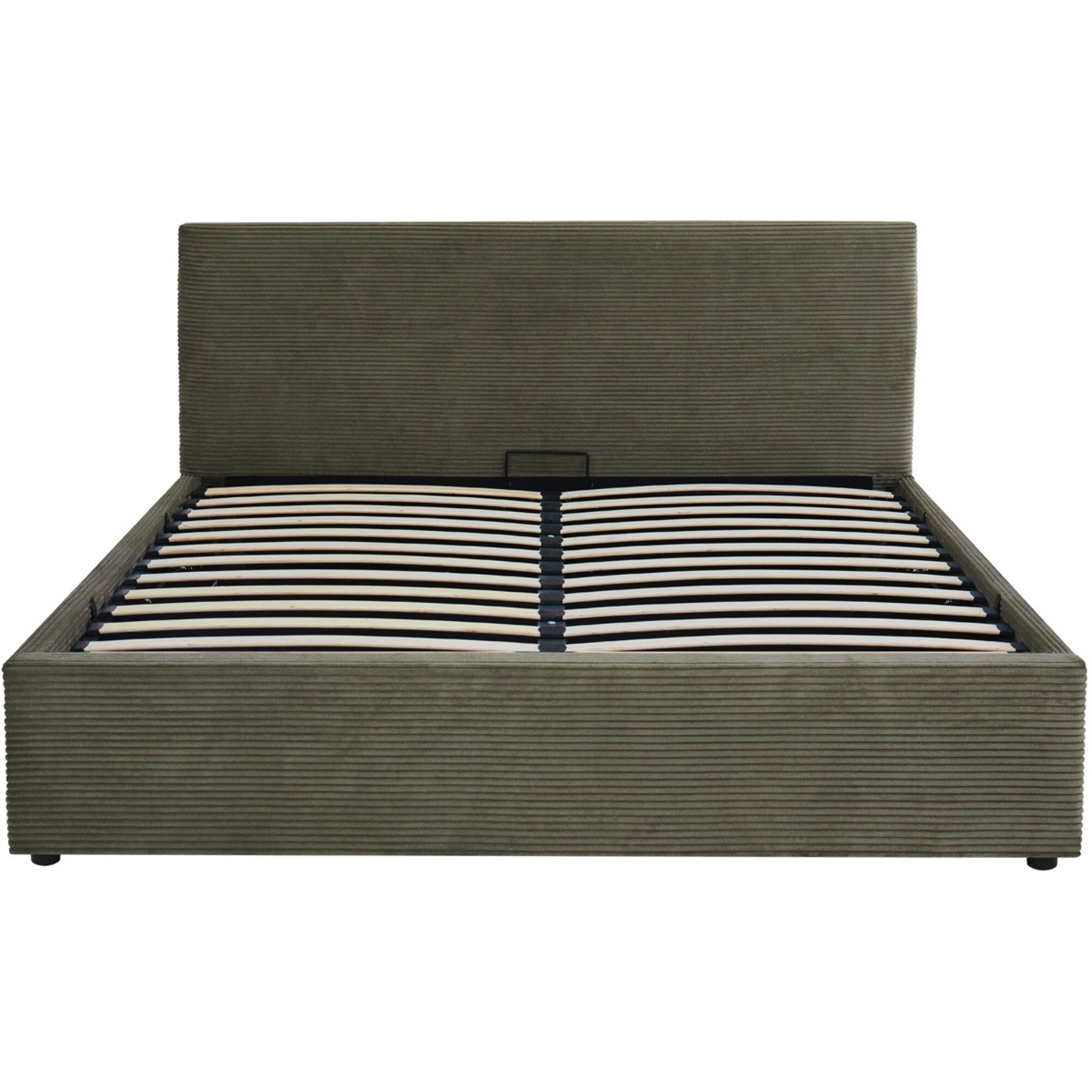 Lit coffre avec tête de lit en velours côtelé - TINA