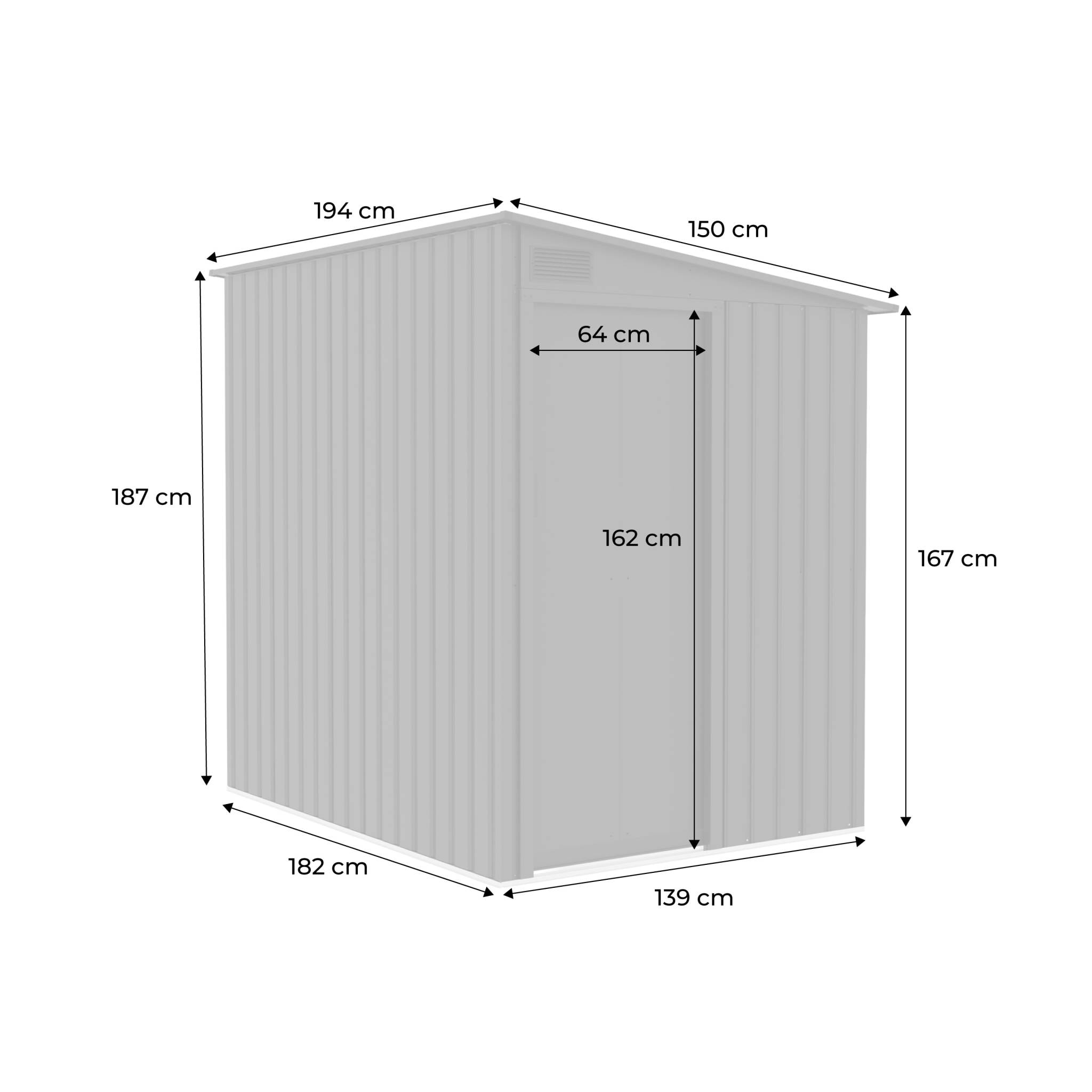 Abri de jardin adossable acier galvanisé 2,91m² avec porte coulissante et kit d'ancrage BRAY
