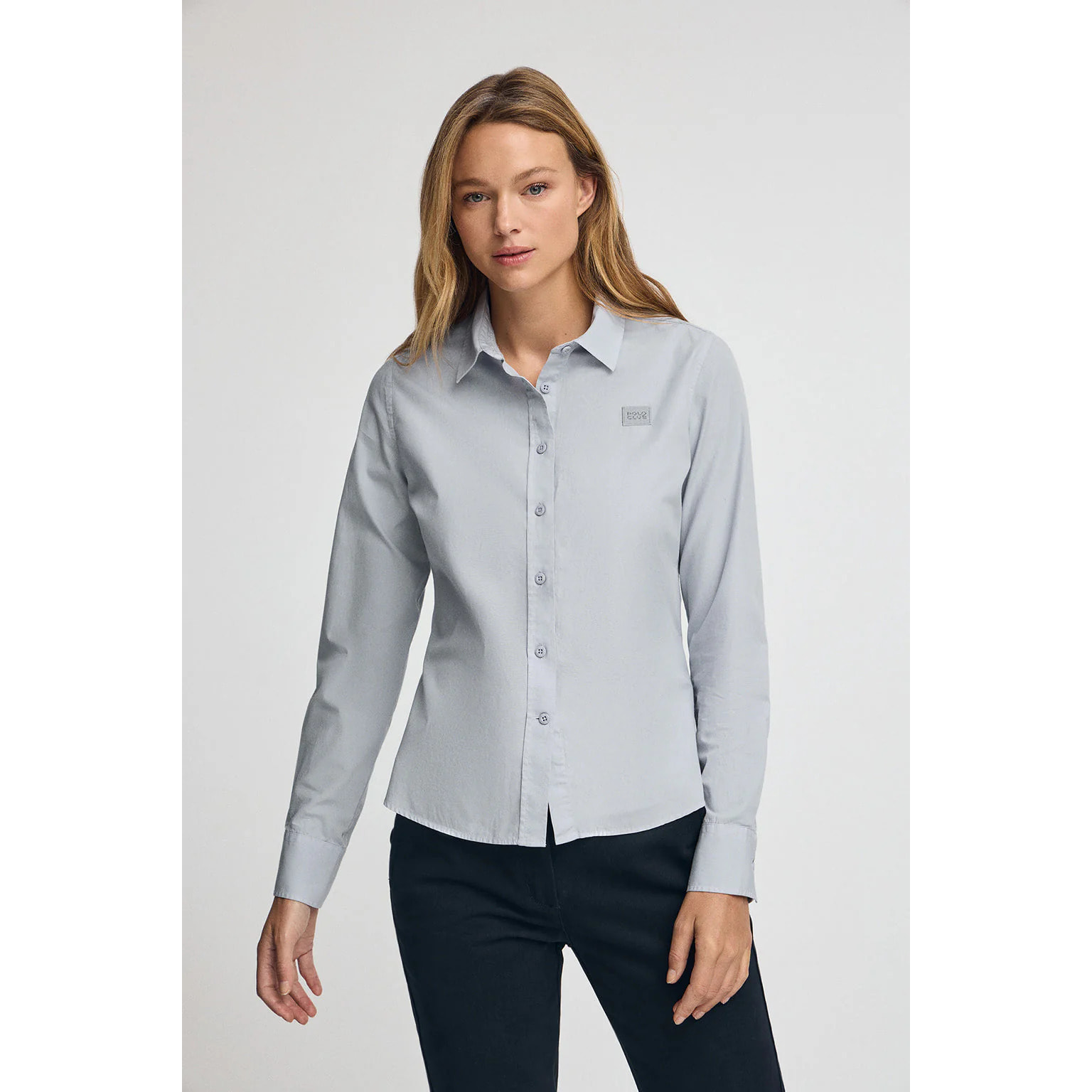 Camicia blu chiaro slim fit con logo Polo Club