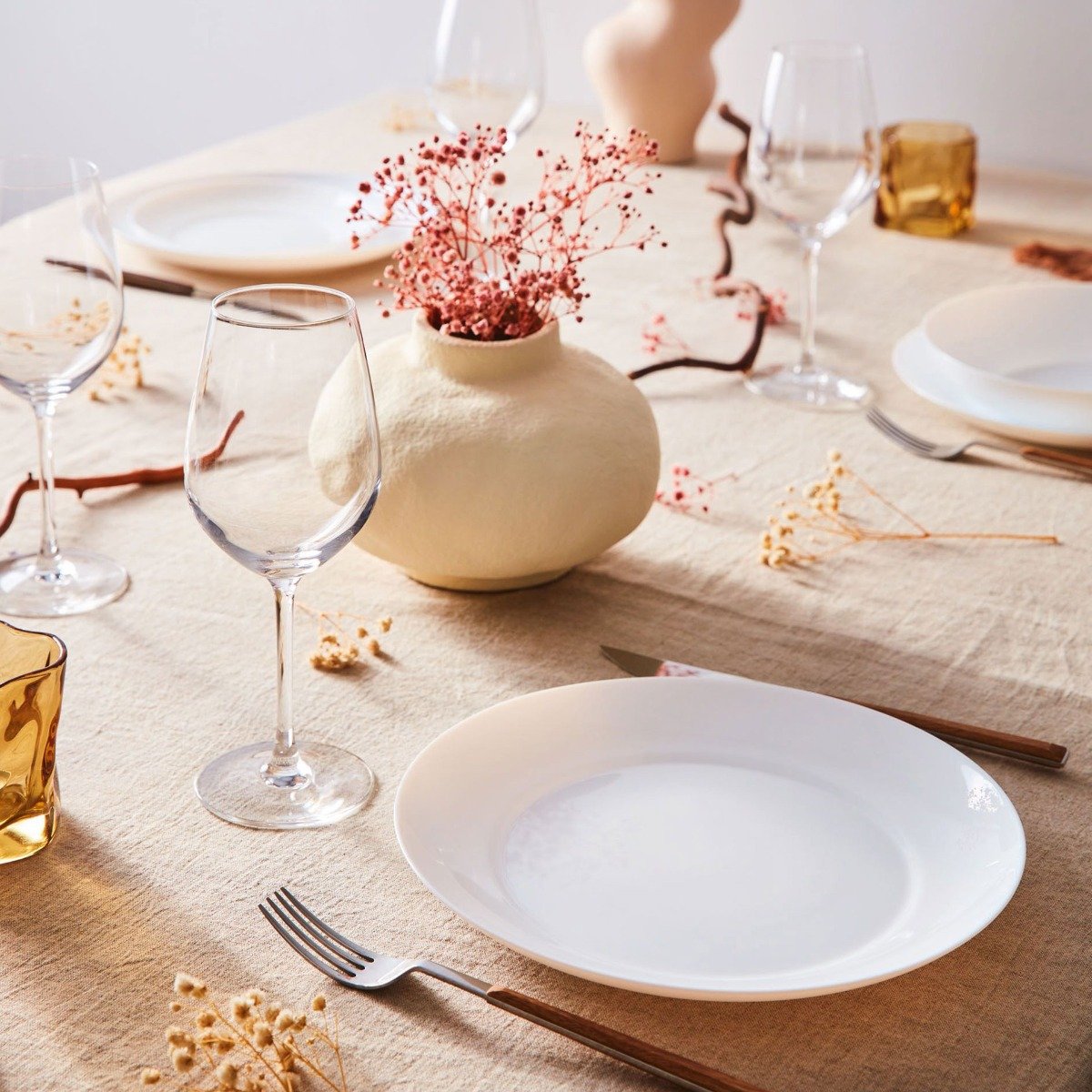 6 assiettes plates blanches 25 cm Apy - Luminarc