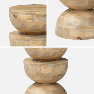 Table d'appoint. bout de canapé. table de chevet. tabouret en bois de manguier. Naturel. Sita. Ø30 x H 45cm