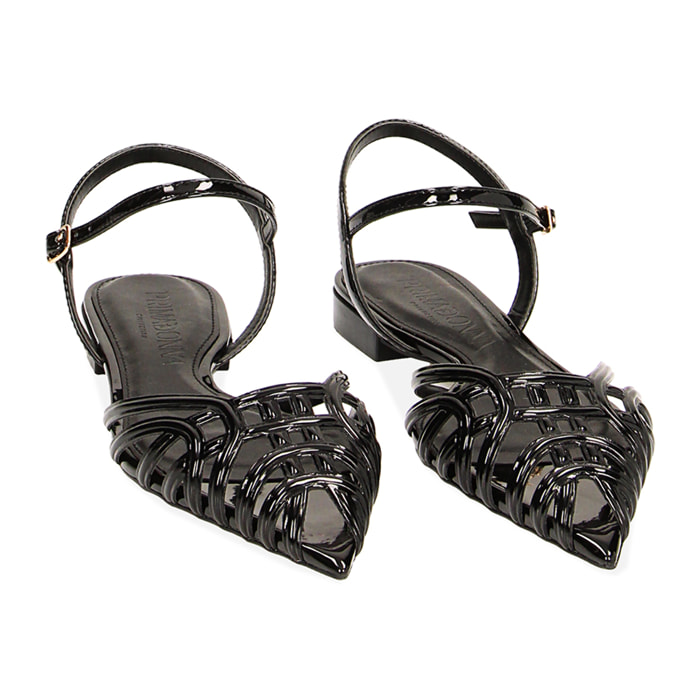 Ballerine slingback nere in vernice