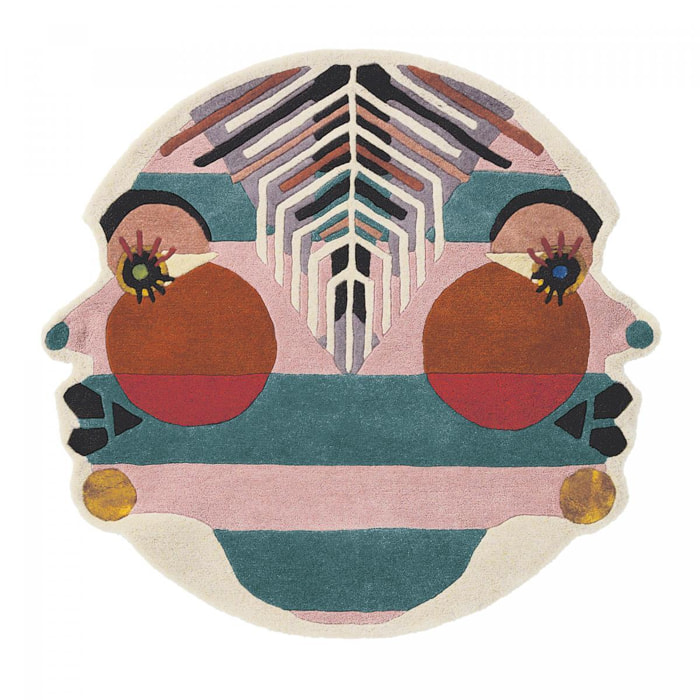 Tapis salon et chambre fait à la main en laine motif fresque LUNICIA