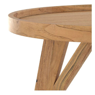 Table basse ronde en bois de teck recyclé D70 cm - Oly