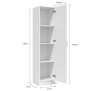 Armario de 1 puerta en blanco artik 37x180 cm Multi Useful 37 Blanco