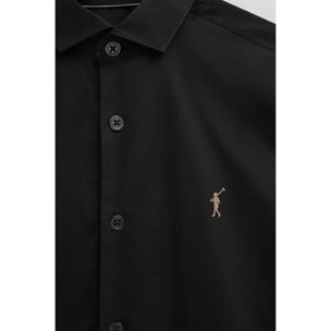 Camisa negra de corte slim con logo Rigby Go