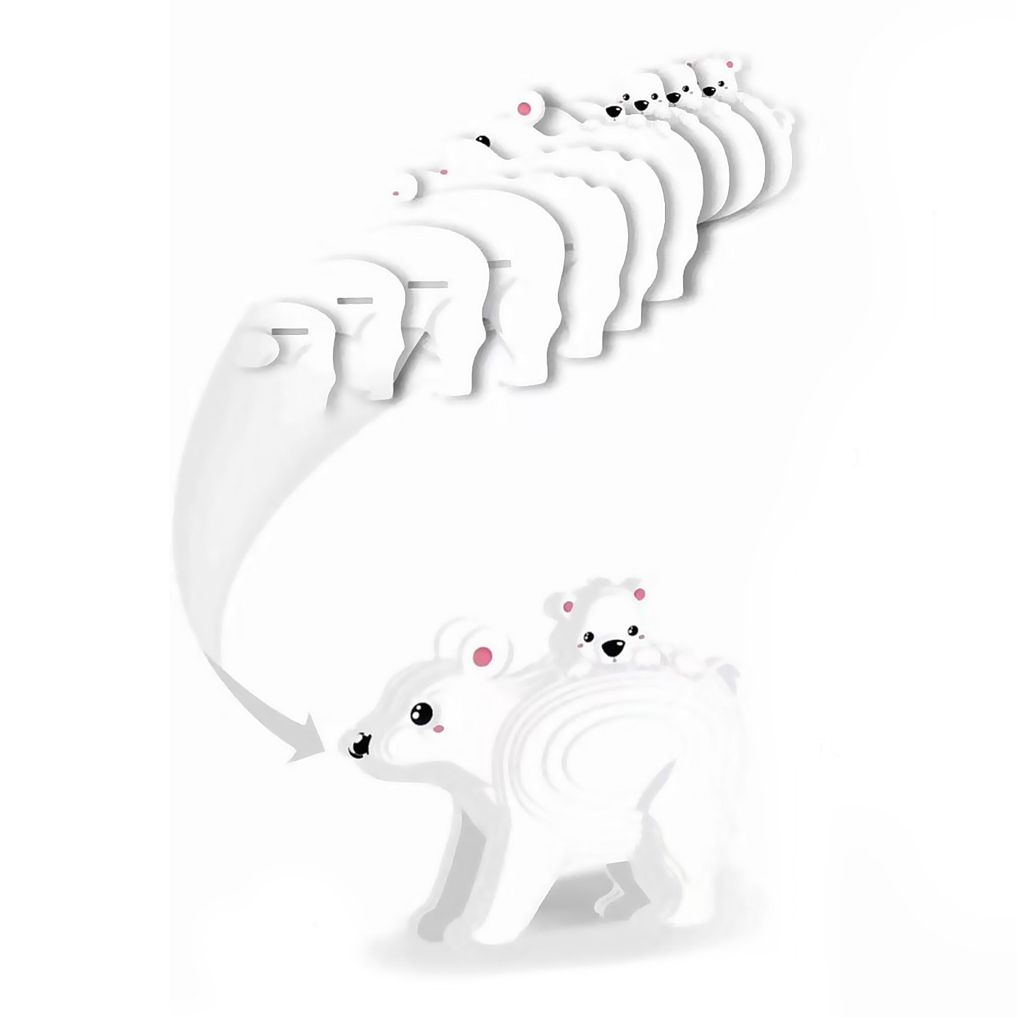 Puzzle 3D in cartone con rilievo. Design Orso Polare.