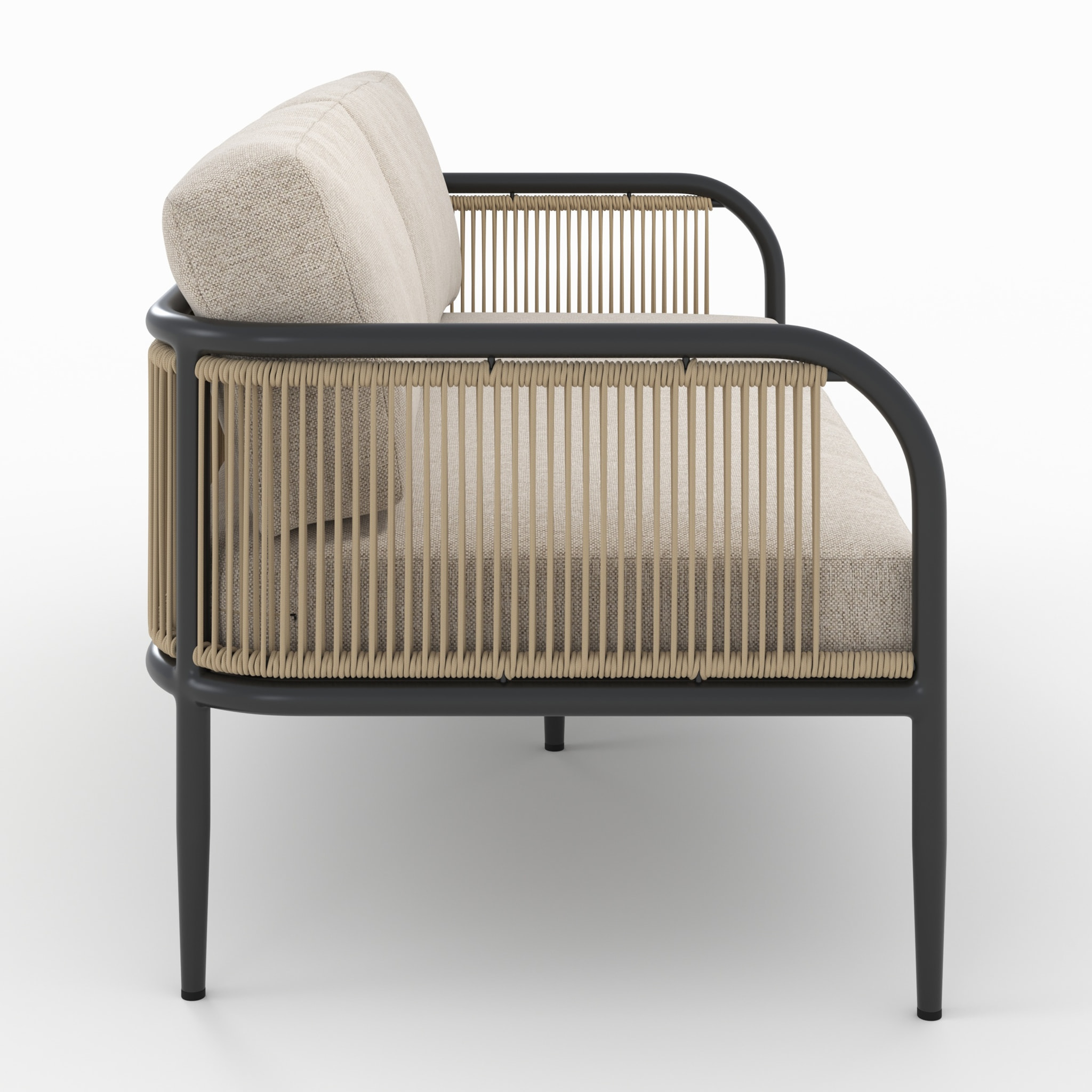 Canapé de jardin 3 places en métal et tissu beige - Wilo