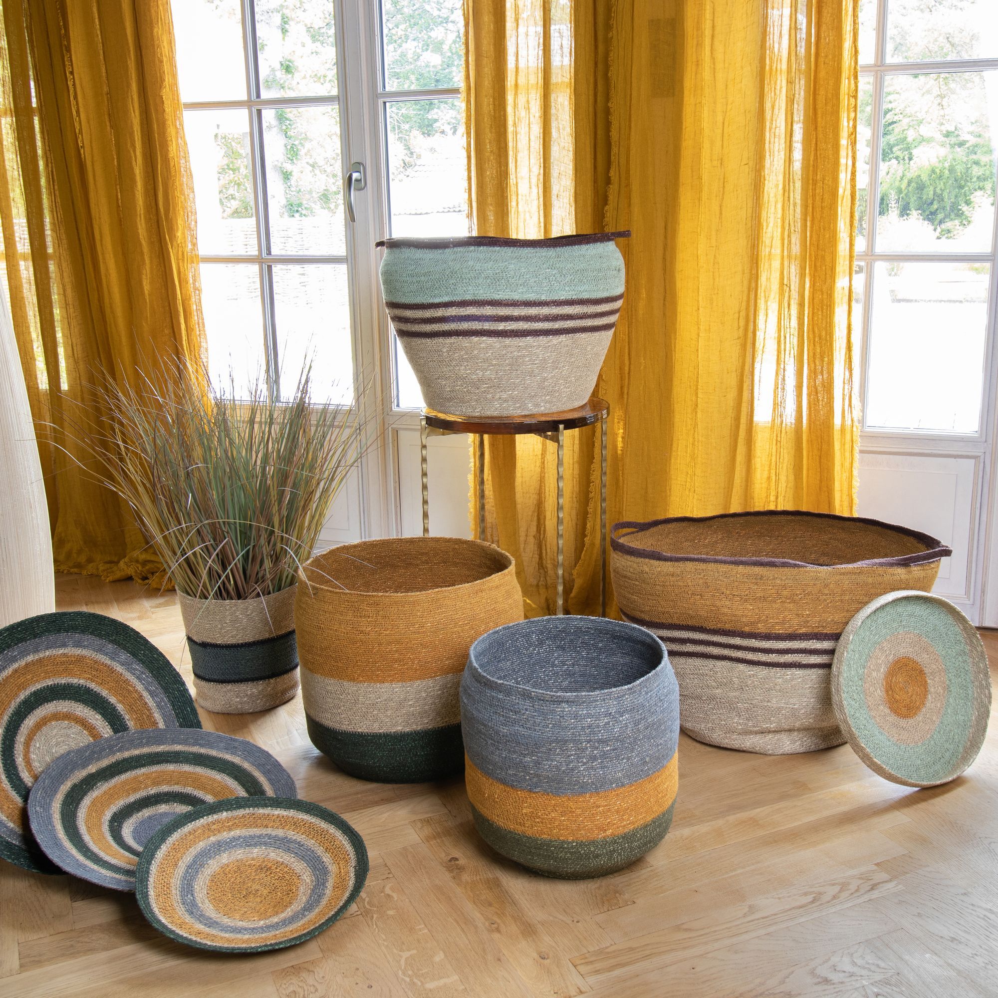 Lot de 2 paniers rond en jonc de mer NAIRO