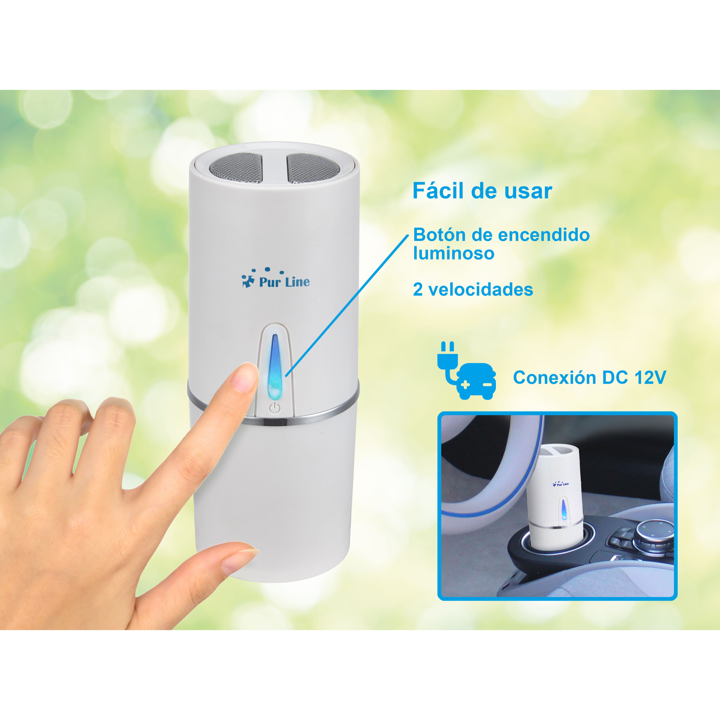 Purificatore d'aria per auto Fresh Air 5 Purline 2W Bianco E Silver