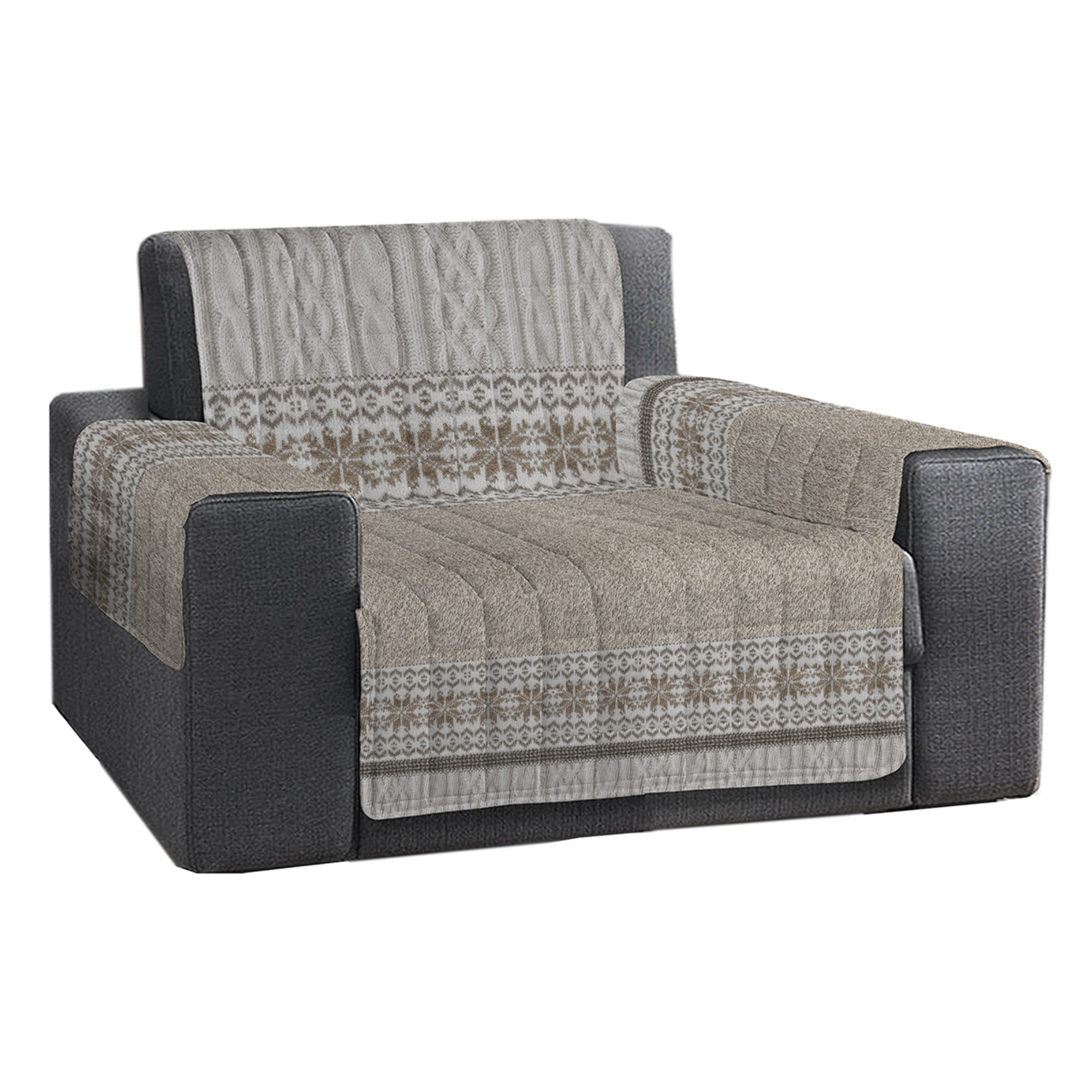 Copripoltrona trapuntato maglia beige