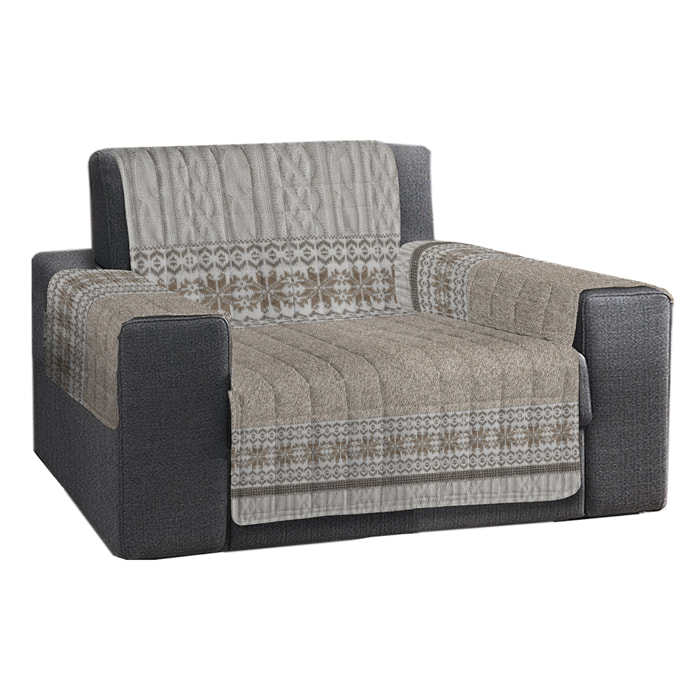 Copripoltrona trapuntato maglia beige