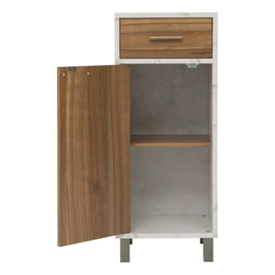 Meuble bas 1 porte 2 niveaux Come bois et effet marbre