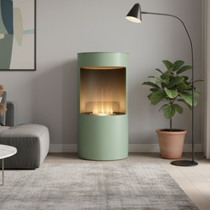 Giulio Cesare - Camino a Bioetanolo da Pavimento Ø40x80 cm di Design da Interno per Arredo in Acciaio Inox Salvia